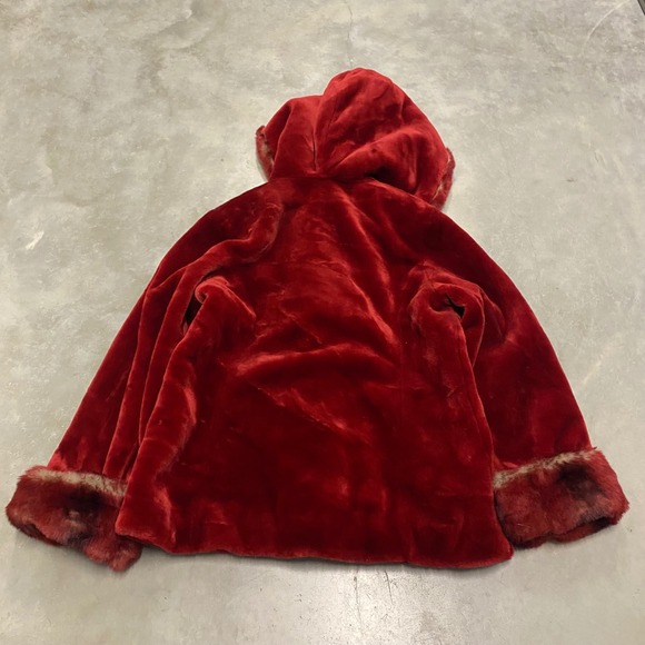 Terry Lewis Classic Luxuries Red Faux Fur Hooded Toggle Jacket Womens Medium - Picture 3 of 3